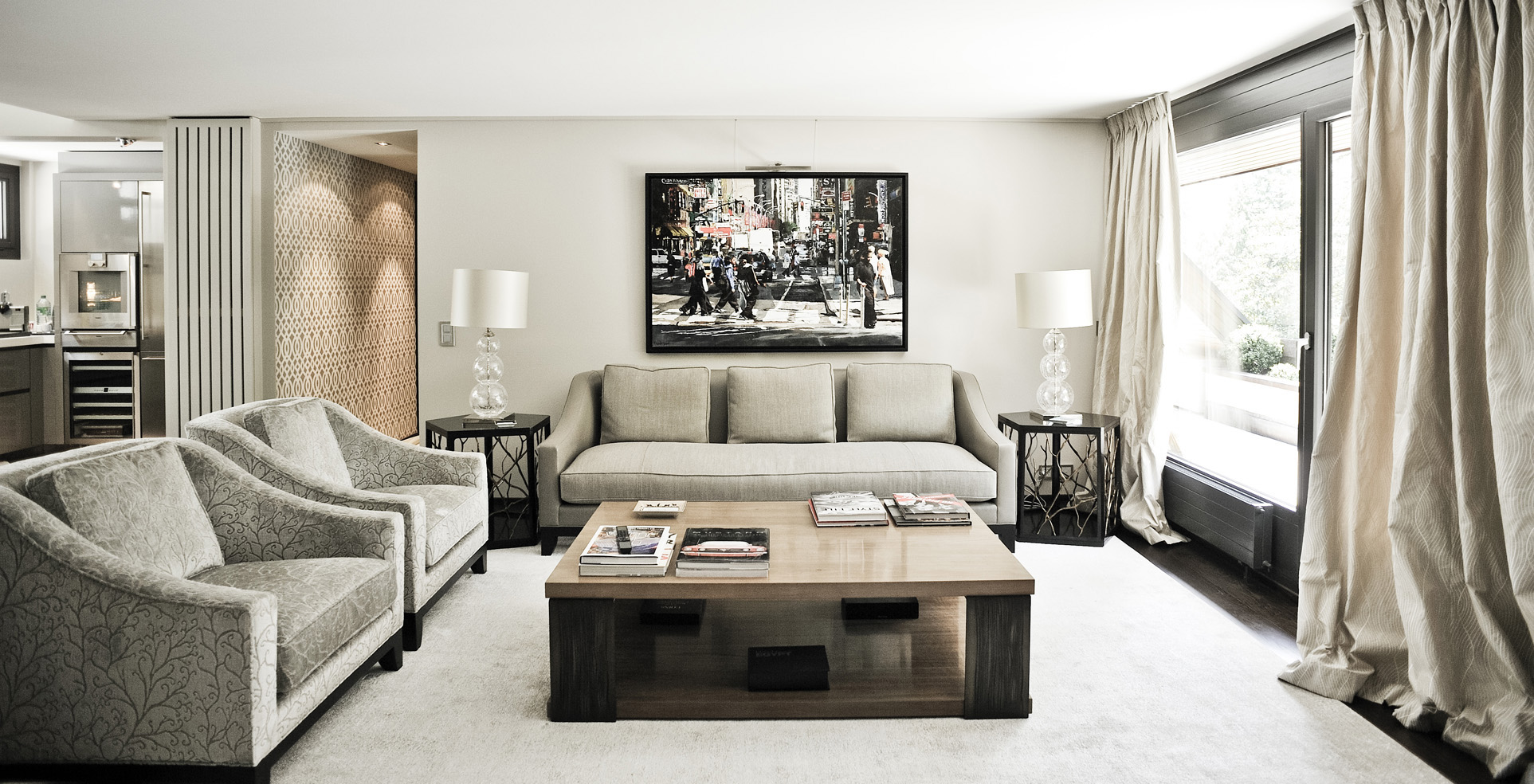 Modern luxury apartment interior design living room in Conches, Geneva