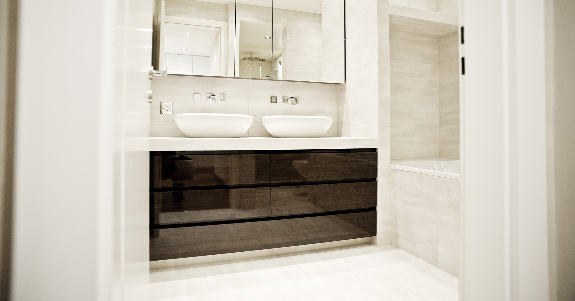 Modern luxury apartment interior design bathroom in Cologny, Geneva